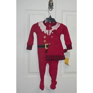 PL Sleep Toddlers Long Sleeve Pajama & Hat Set in‎ Red Santa 6M MSRP $32